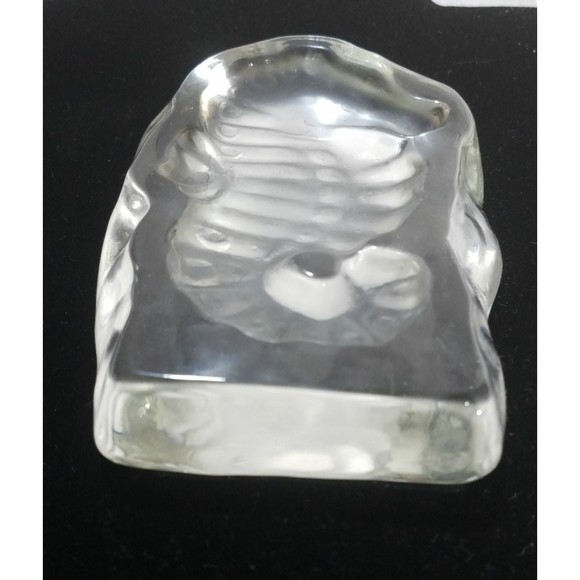 VTG Sea Horse Paper Weight Frosted Glass Sculpture Aquamarine Sealife Art Glass - Picture 3 of 6